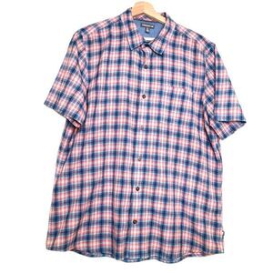 Toad&co Mens Button Front Shirt Multicolor Plaid Short Sleeve Collared Pocket L